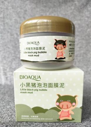 Киснево-бульбашкова маска для обличчя на основі глини bioaqua little black pig bubble mask mud, 100g