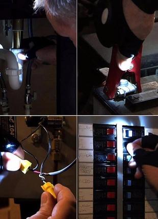 Перчатки со встроенным фонариком glove light черные универсальные на батарейке6 фото