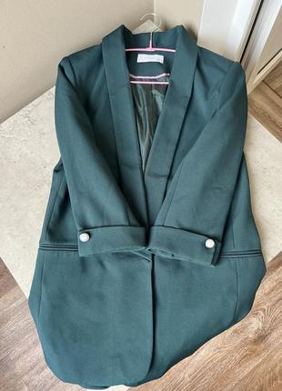 Блейзер reserved піджак смарагдовий класичний темно-зеленого кольору рукав 3/4 розмір s, euro 36💚😍