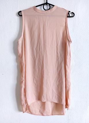 Персиковая шифоновая блуза с удлиненной спинкой