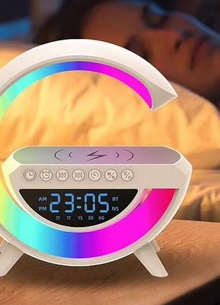 Настільна смарт лампа-нічник g-smart bt-3401 з бездротовою зарядкою, колонкою та годинником5 фото