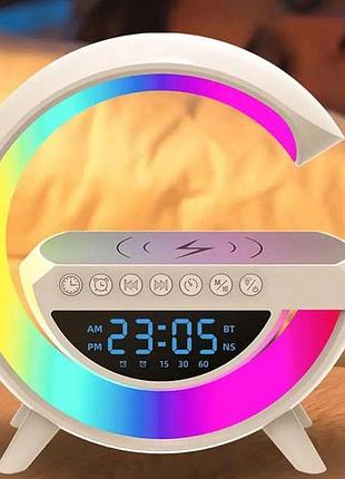 Настільна смарт лампа-нічник g-smart bt-3401 з бездротовою зарядкою, колонкою та годинником10 фото