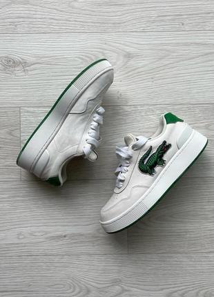 Шкіряні кросівки lacoste ace clip logo sneakers white/green4 фото