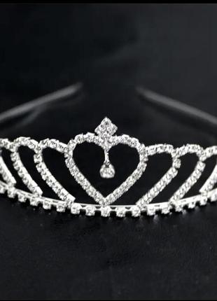 Коронка діадема корона на голову дитяча для дитини дівчинки дівчини срібло срібляста сіра біла