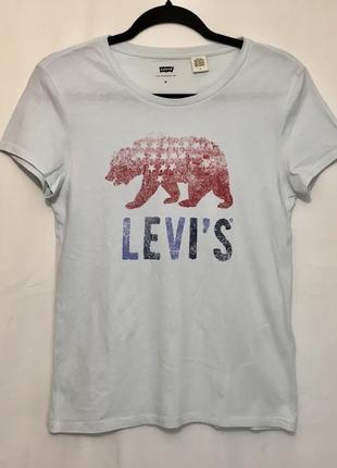 Бледно-голубая футболка levi’s1 фото