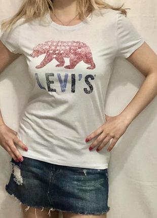 Бледно-голубая футболка levi’s7 фото