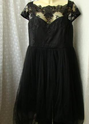 Платье вечернее черное батал chi chi р.62-64 7637