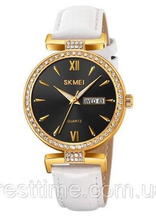 Женские наручные кварцевые часы skmei 2090gdbkwt gold black-white