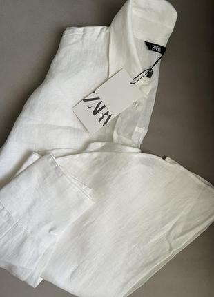 Льняная рубашка zara белая, черная 34 xs 36 s