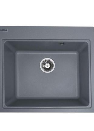 Гранітна мийка для кухні platinum 5852 vesta матова сірий металік