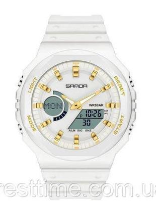 Жіночий наручний кварцовий (електронний) годинник sanda 6016 white-gold