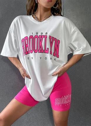 Жіноча піжама brooklyn футболка велосипедки пижама комплект 2260