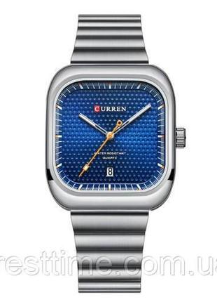 Мужские наручные кварцевые часы curren 8460 silver-blue