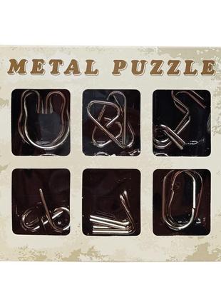 Набір головоломок металевих "metal puzzle" 2116, 6 штук у наборі (сірий)