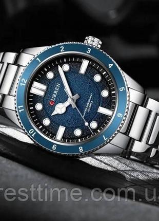 Мужские наручные кварцевые часы curren 8450 silver-blue