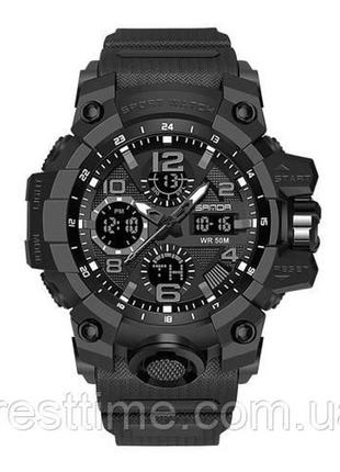 Чоловічий наручний кварцовий (електронний) годинник sanda 6021 all black
