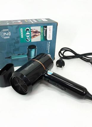 Фен для укладки и сушки волос rainberg rb-2211 + насадка-концентратор, профессиональный фен. цвет: черный