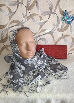 Двусторонний шарф-палантин с люрексной нитью