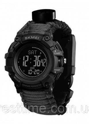 Чоловічий наручний електронний годинник skmei 1356bk black tactic compass