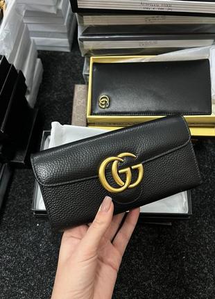 Кошелек в стиле skirt gucci gg marmont button wallet black/gold6 фото