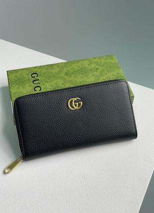 Кошелек в стиле gucci marmont zipper wallet black/gold