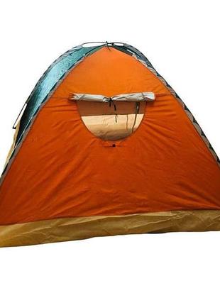 Палатка 4-х местная зеленая с оранжевым