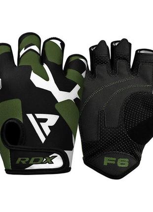 Рукавички для фітнесу rdx f6 sumblimation black/green s