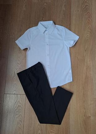 Костюм для мальчика/чёрные брюки для мальчика/белая рубашка с коротким рукавом для мальчика
