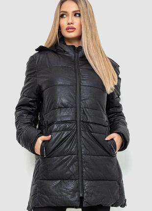 Куртка женская экокожа, цвет черный, 244r1797