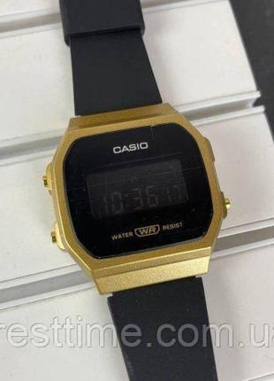 Чоловічі наручні електронні годинники casio 168 silicone black-gold