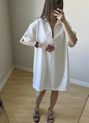 Міні сукня з комірцем поло вільного крою від h&m, щільна тканина, тримає форму