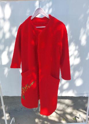 Червоний кардиган без застібок