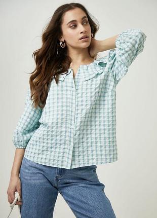 Блуза в клітинку з жатої тканини2 фото