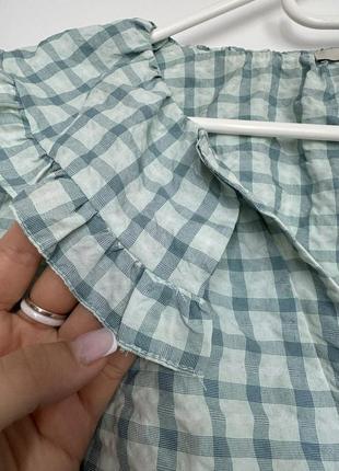 Блуза в клітинку з жатої тканини4 фото