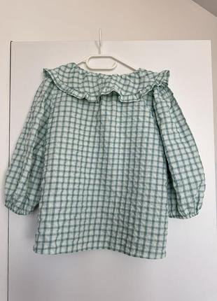 Блуза в клітинку з жатої тканини7 фото