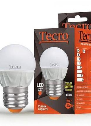 Лампа led tecro pro-g45-5w-3k-e27 5w 3000k e27