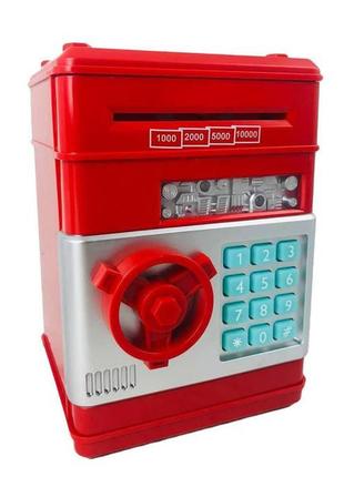 Електронна скарбничка з кодовим замком mony safe червоно-срібна
