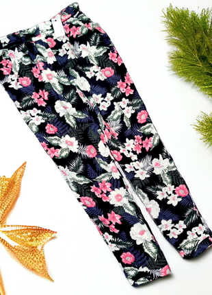 Брендові гарні літні штани з кишенями new look квіти етикетка