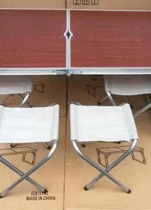 Стіл та стільці для пікніка folding table темне дерево