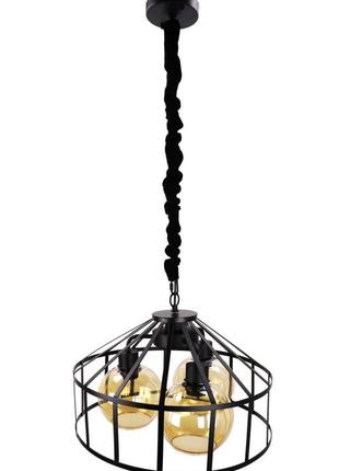 Люстра подвесная loft на 3 лампочки 25037 черный 35-95х43х43 см.