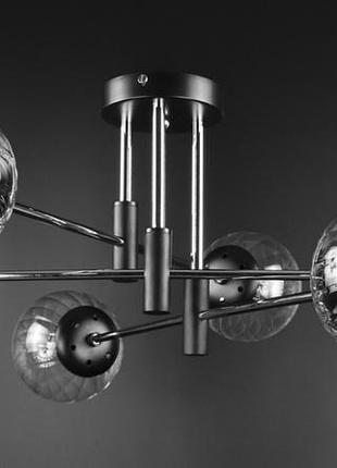 Люстра стельова на 6 лампочок 26195 чорний 28х72х72 см.