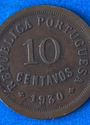 Монета кабо-верде 10 сентаво 1930 р