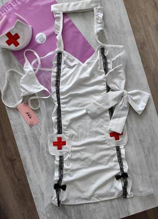 Еротичний костюм медсестра рольовий набір медсестри комплект для ролевой гри з чокером