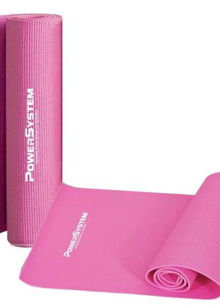 Килимок для йоги та фітнесу power system ps-4014 pvc fitness yoga mat pink (173x61x0.6)
