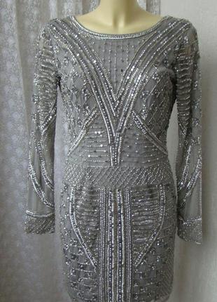 Сукня вечірня вишивка бісер lace&beads р.46 7652