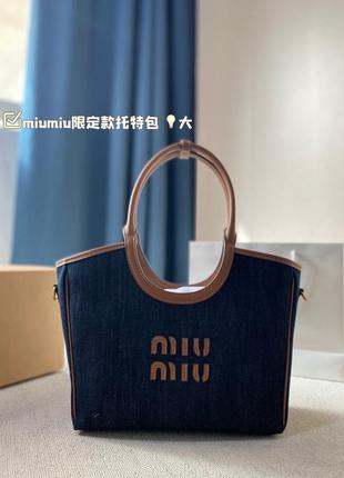 Сумка в стиле miu miu ivy canvas bag denim bag джинсовая сумка