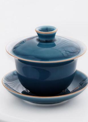 Гайвань, керамической гайвань, гайвань зеленый туман, чайная церемония из чашки, крышечки и блюдца 145мл