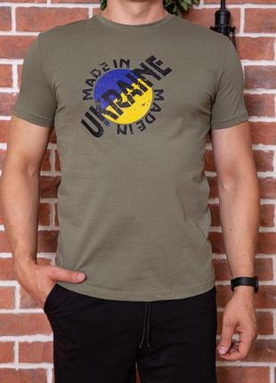 Чоловіча футболка з патріотичним принтом, колір хакі, 155r002