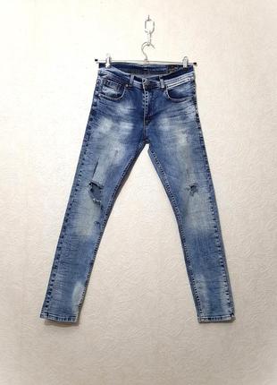 Club ju original туреччина брендові джинси сині з дірками чоловічі w30, l34