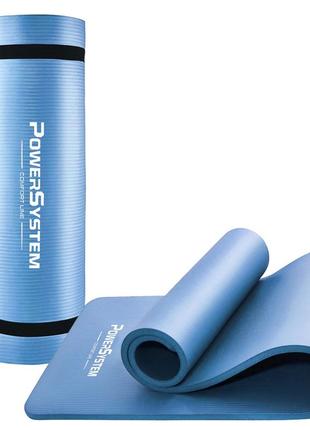 Килимок для йоги та фітнесу power system ps-4017 nbr fitness yoga mat plus blue (180х61х1)